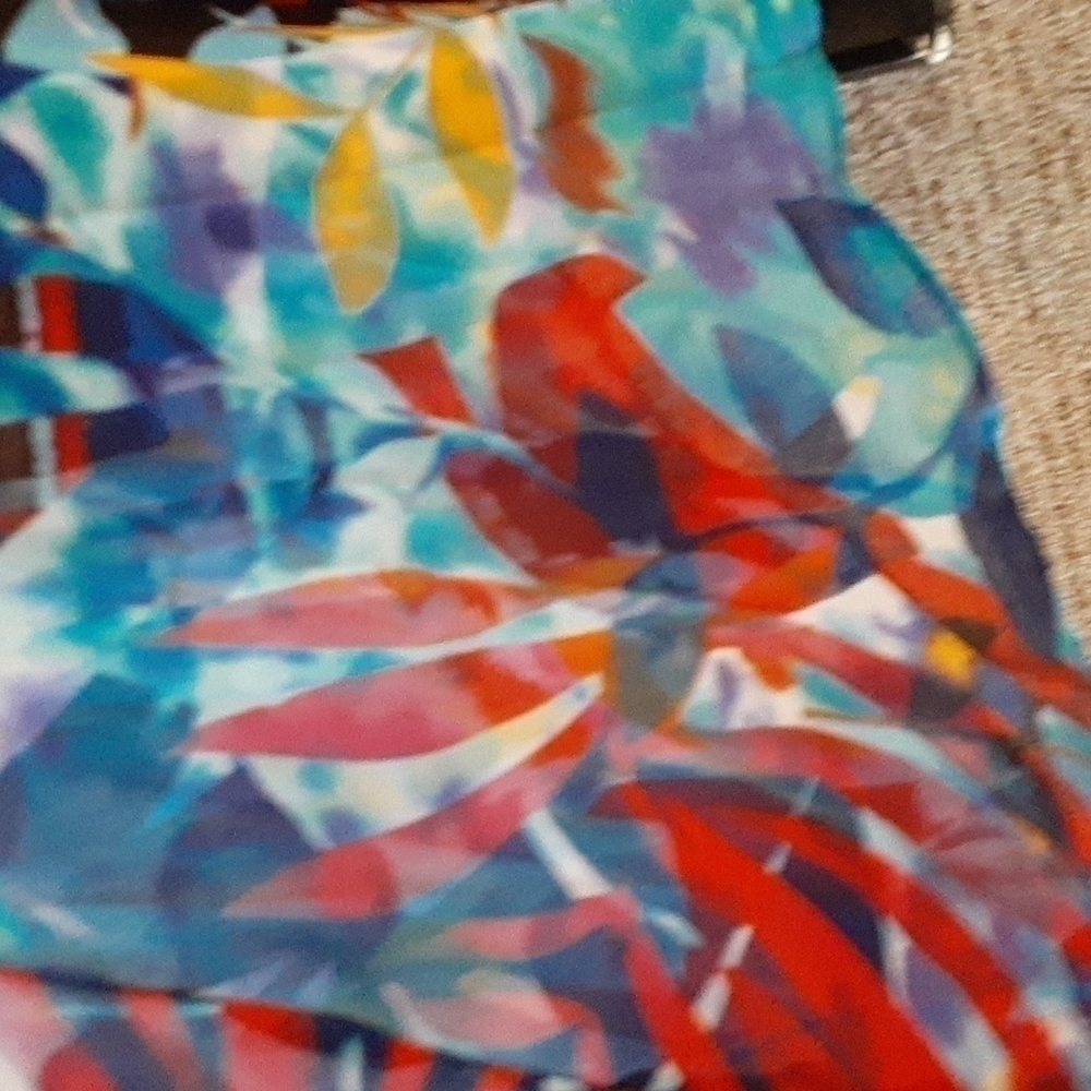 Lucky and Coco Floral midi pleated skirt women's multicolored med Watercolor - Picture 2 of 12